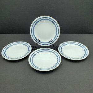 Corelle Classic Cafe Blue Bread Dessert Plates White Plate Dark Navy Blue Bands